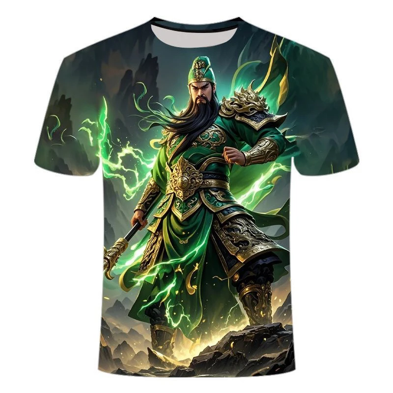 

Summer New 3D Printed T-irt Creative Guan Yu Series Youth Faionable round Ne ort Sve Clothing Breathable Polyester...