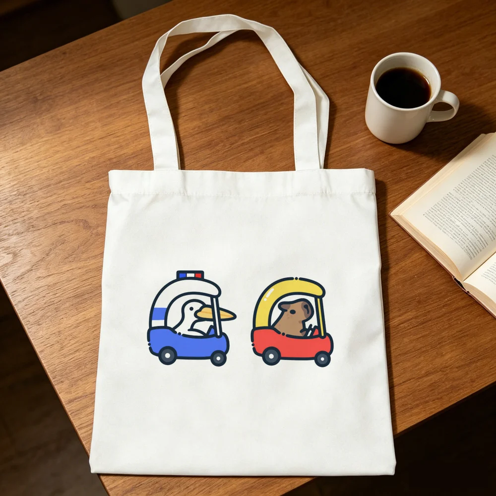 Capybara tote bag totebag bolsas de tela foldable canvas  shoulder  woman