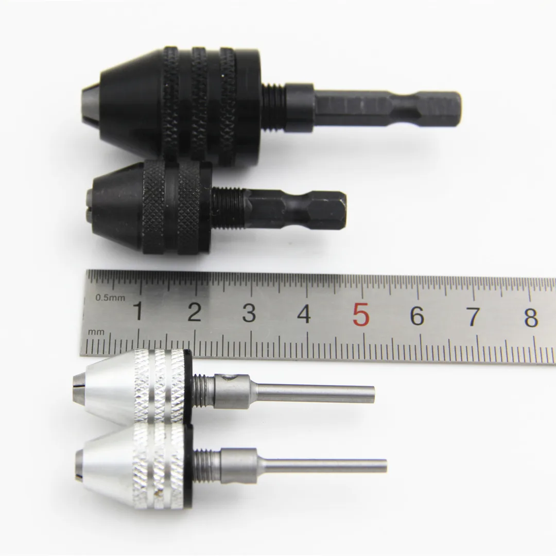 0.3-8mm 6.35mm Quick Change Keyless Drill Bit Chuck Hex Shank Adapter Converter Tool