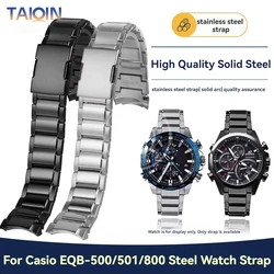 For Casio EDIFICE Solid Steel EQB500 EQB-500 EQB-501 EQB-800 Series Solid Arc Mouth Stainless Steel Watch Strap Wristband 22mm