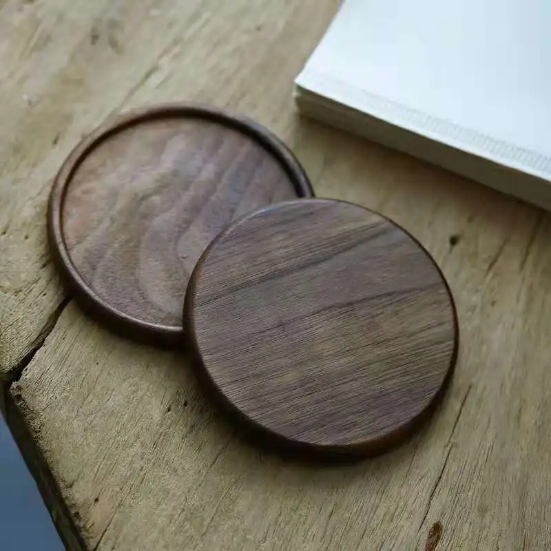 

Japanese square cup mat, black walnut tea cup mat, thermal insulation mat, creative circular wooden mat, customizable size