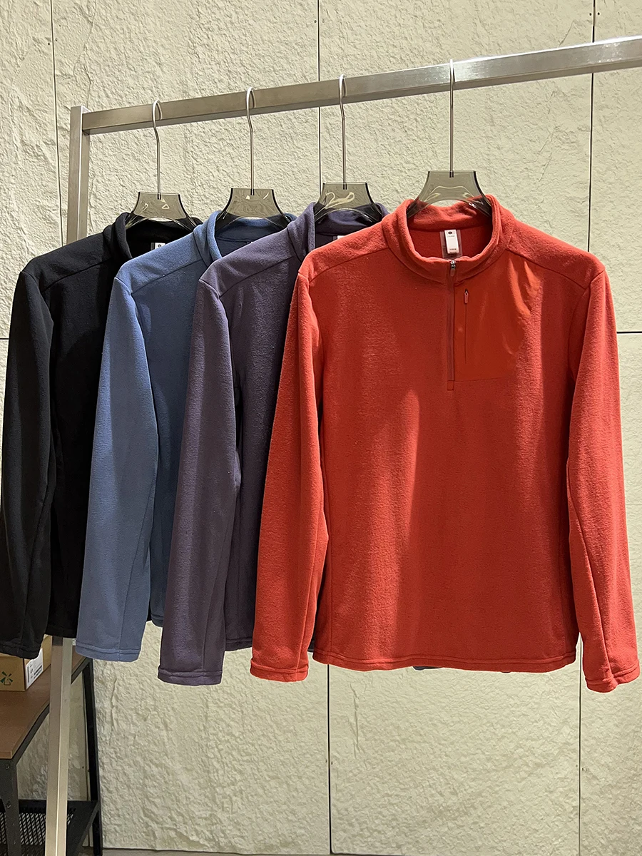 

Self-Heating Fleece Long Sleeve T-Shirt Half Zip Casual Outdoor Men's Autumn Winter Thermal Polyester Fiber Stand Collar Swea...