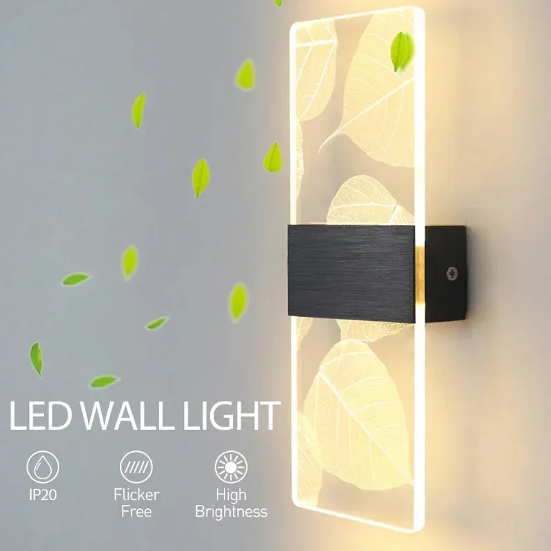 Simple LED Wall Lamps Creative Transparent Pattern Acrylic Bedroom Bedside Lights Living Room Corridor Luminous Nordicwall Light