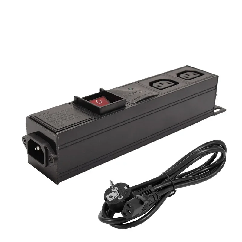 

Network Rack PDU aluminium alloy Power Strip 2 Ways C13 output socket With 2m extension cable C14 interface Lightning protection