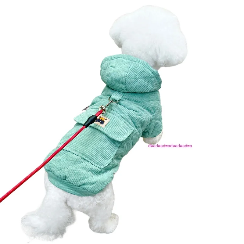 Dog clothes Winter clothing can be towed Teddy Bigbear Poodle Small dog Winter thickened warm backpack Pet cotton coat