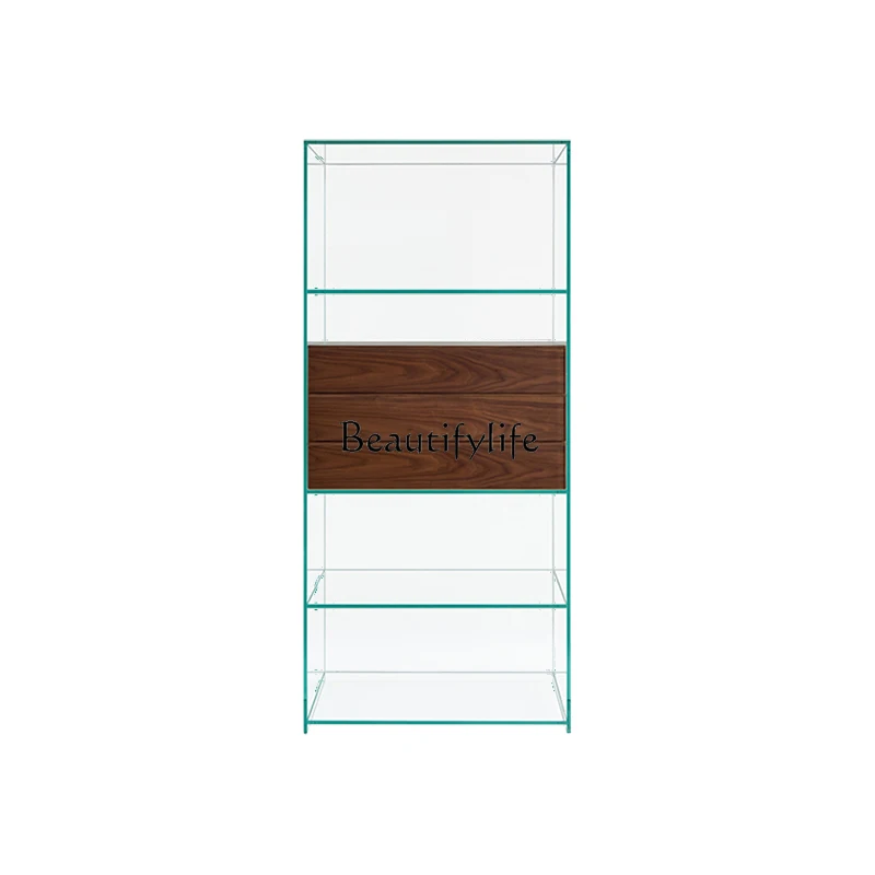 

Italian light luxury living room glass display cabinet transparent figure display storage cabinet