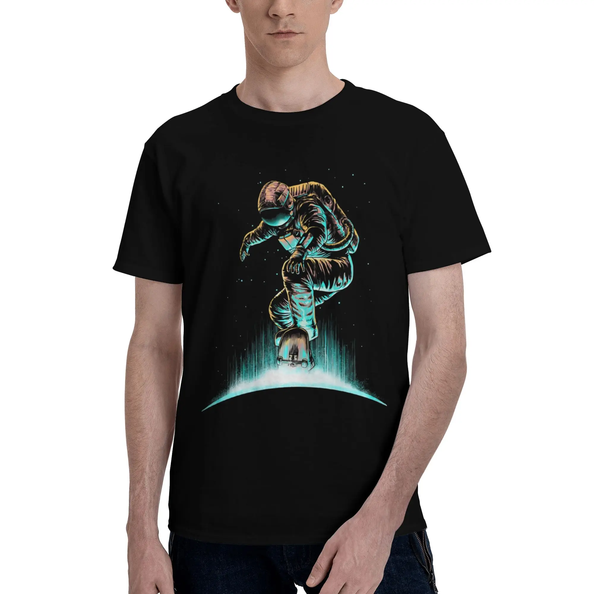 Space Grind Men T Shirts Skateboard Hipster Tees Short Sleeve O Neck Cotton Summer Clothing T-Shirt
