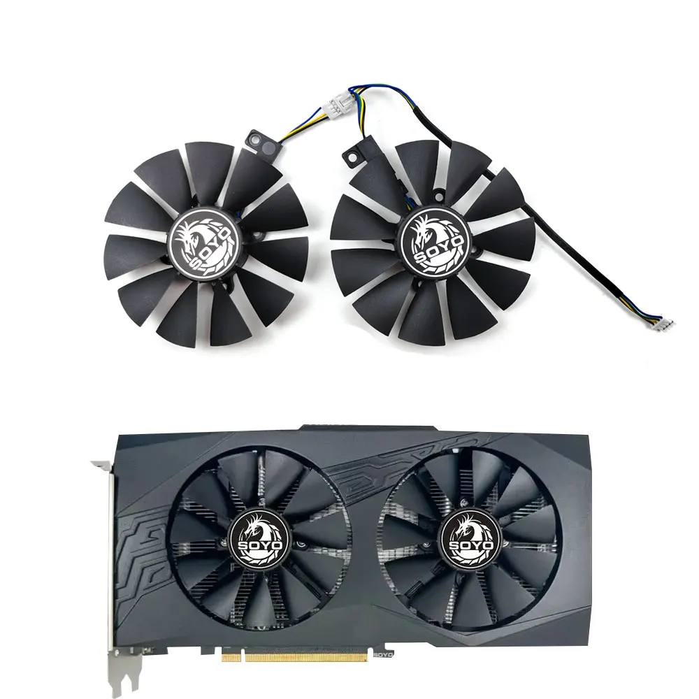 NEW 88MM 4PIN T129215SU graphics card fan suitable for SOYO RX580 8GB video card cooler fan replacement