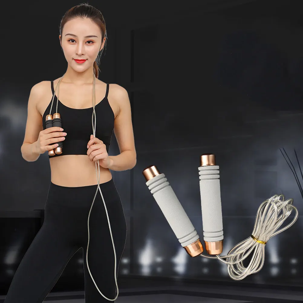 Gym Jump Rope For Gym Training Adults Weighted Grey Rose Gold Wire Fitness Skipping Beginners Endurance