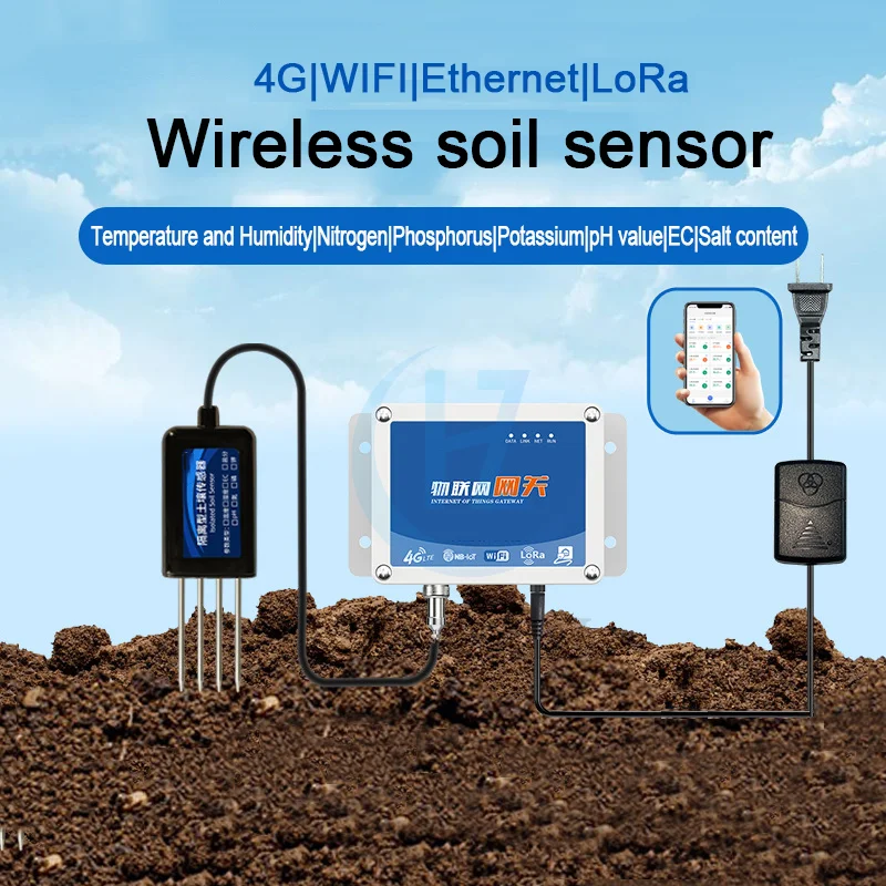IoT Soil Humidity and Temperature 8 in 1 Sensor with Data Logger Compatible with APP Lora Lorawan Wifi 4G GPRS for Agriculture