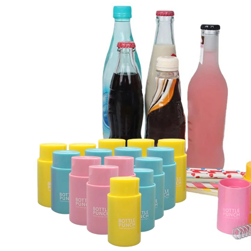 Random 1Pc Mini Water Drill Bottle Opener Tools Drink Punch Bottle Cover Hole Punch Opener For Straw For Party Random Color.