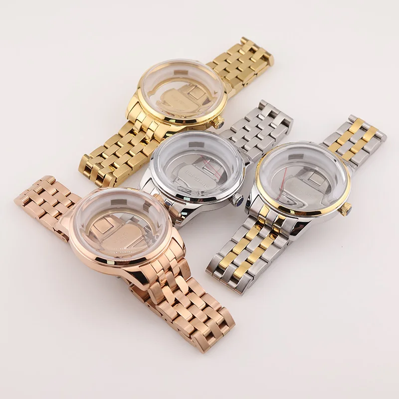 40MM Cocktail Watch Cases Sapphire Glass Stainless Steel Bracelet for NH35 NH34 Seiko Mod Luxury Movement Replacement Parts