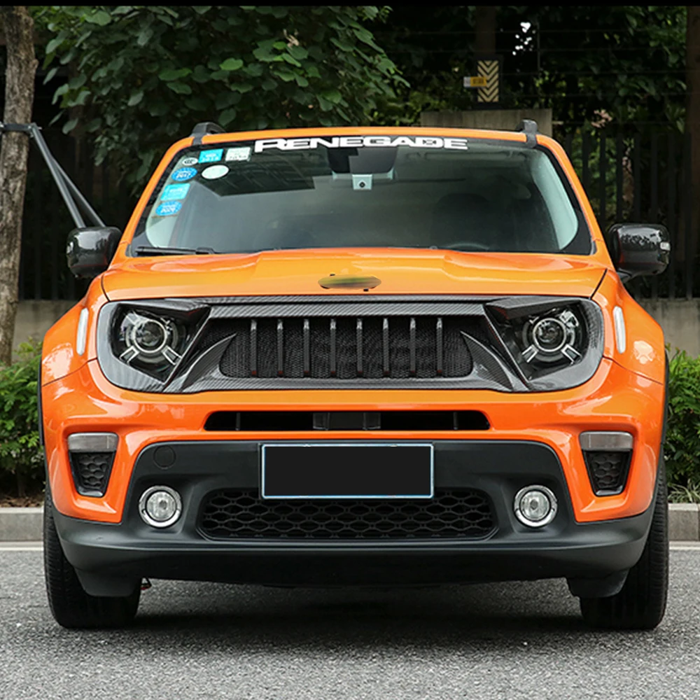 For Jeep Renegade 2016 2017 2018 Front Bumper Mesh Grille  Sport Racing Matt Glossy Black Carbon Exterior Upgrade Accessories