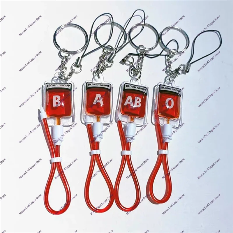 A50I DIY Jewelry Making Gift Charm Keychain Accessory Keyring Blood Type A B O AB Plasma Pack 60 Pcs Bag PVC Pendant