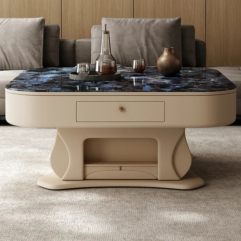 Dining room furniture mahjong table coffee table dining table integrated dual-purpose rock slab lifting living room home