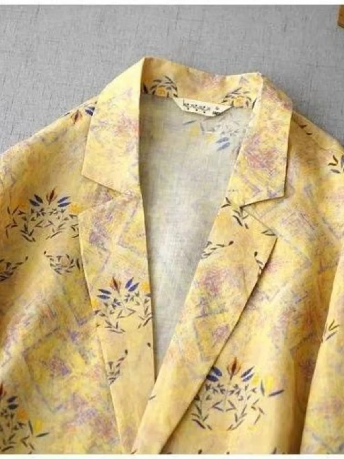 الكتان الأزهار طباعة مفتوحة سترة البدلة Jaet المرأة عارضة Sle ort حجم الصيف وصول جديد أعلى تخفيف Faion #3