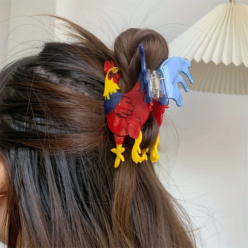 1PC Cute Sweet Medium Cartoon Rooster Acetate Hair Claw Clip For Women, Personalized Niche Chic