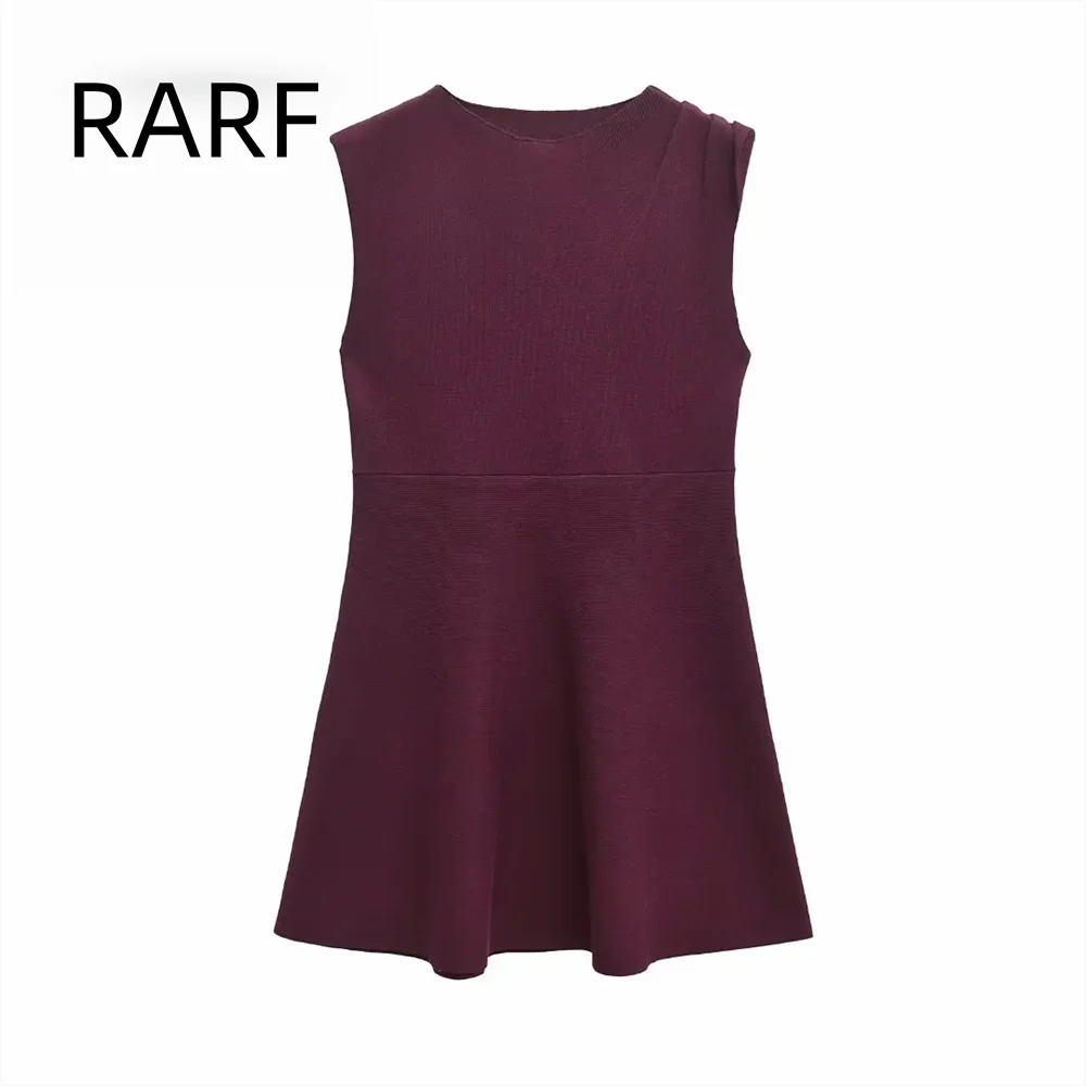 

2024 Autumn/Winter New Product Women's Clothing Stylish Look Thin Skating Knitted Round Neck Sleeveless Mini Dress