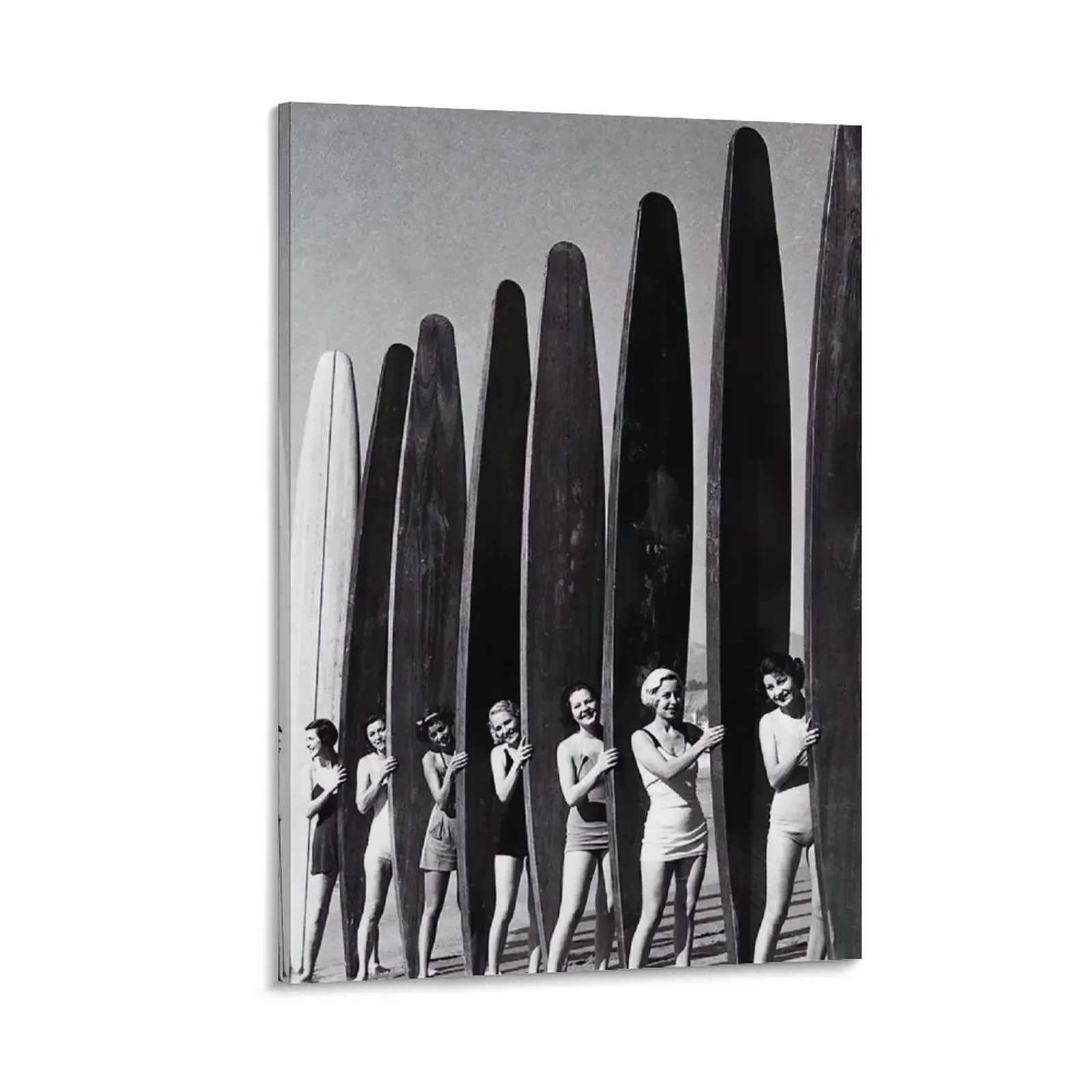 

Surfers on Beach Vintage Black and White Photograph Canvas Painting Decoration stickers & posters