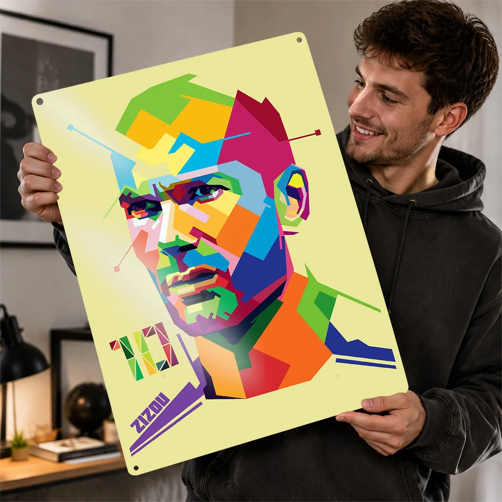 Lionel Messi Number Ten WPAP Portrait Aluminum Poster Customized Metal Sign Goal Action Wall Art Made For Matchday Enthusiasts