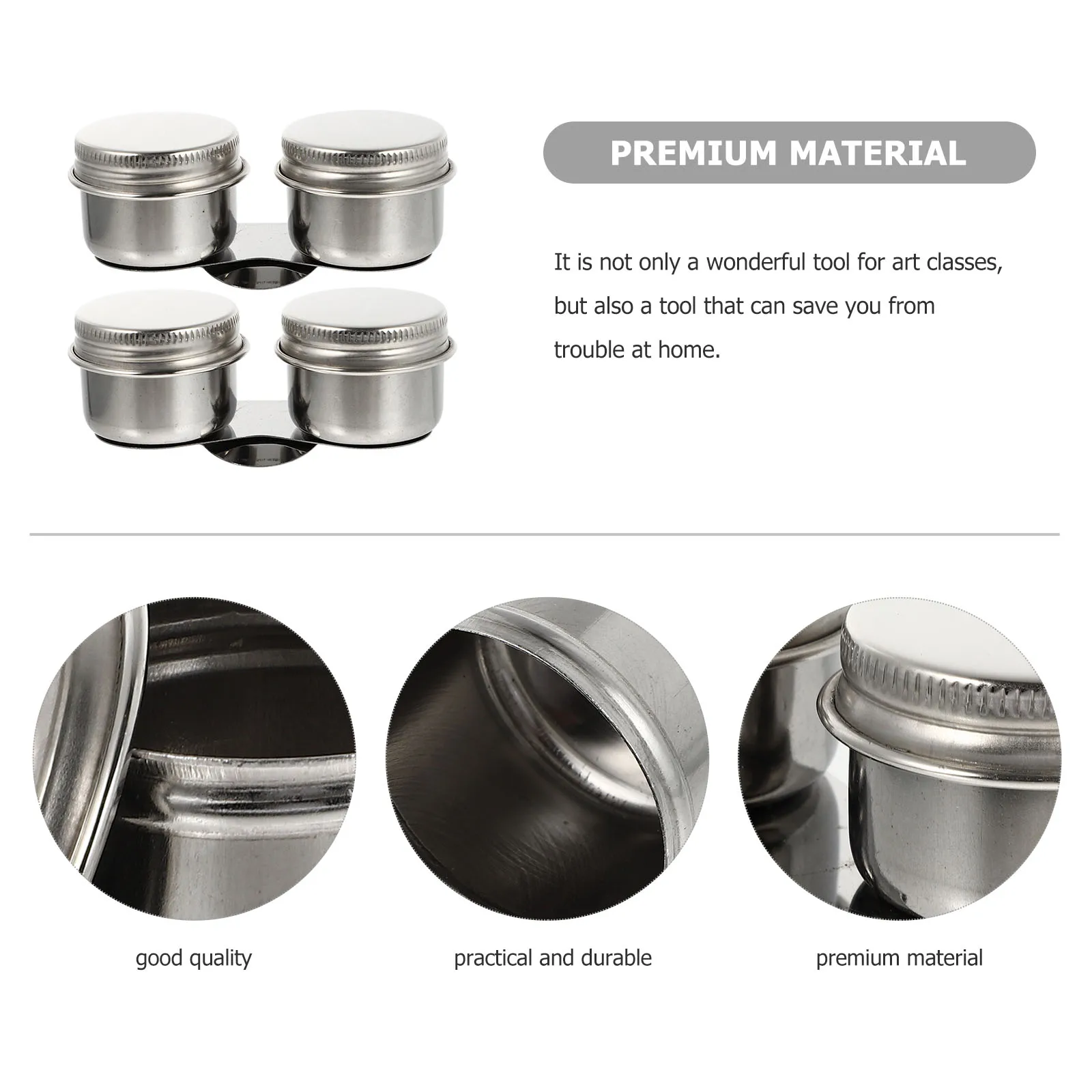 

2 Pcs Pen Pot Metal Paint Mixing Cup Oil Painting Palette Cleaning Container Medium Cups