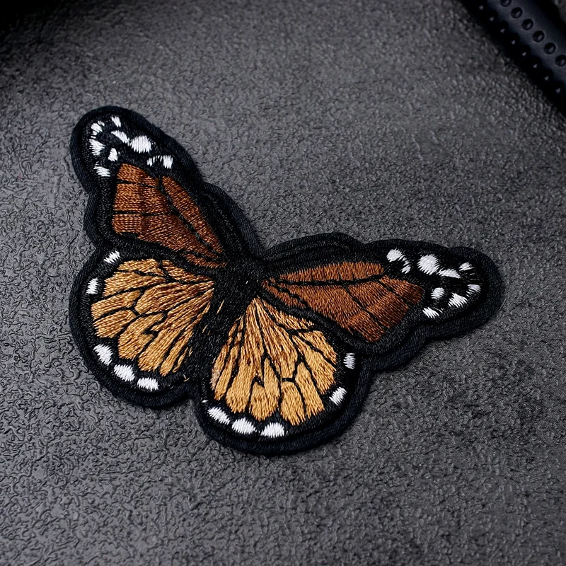 Butterfly Patches Embroidery Applique Ironing Sewing Supplies Decorative Badges For Clothing Brown