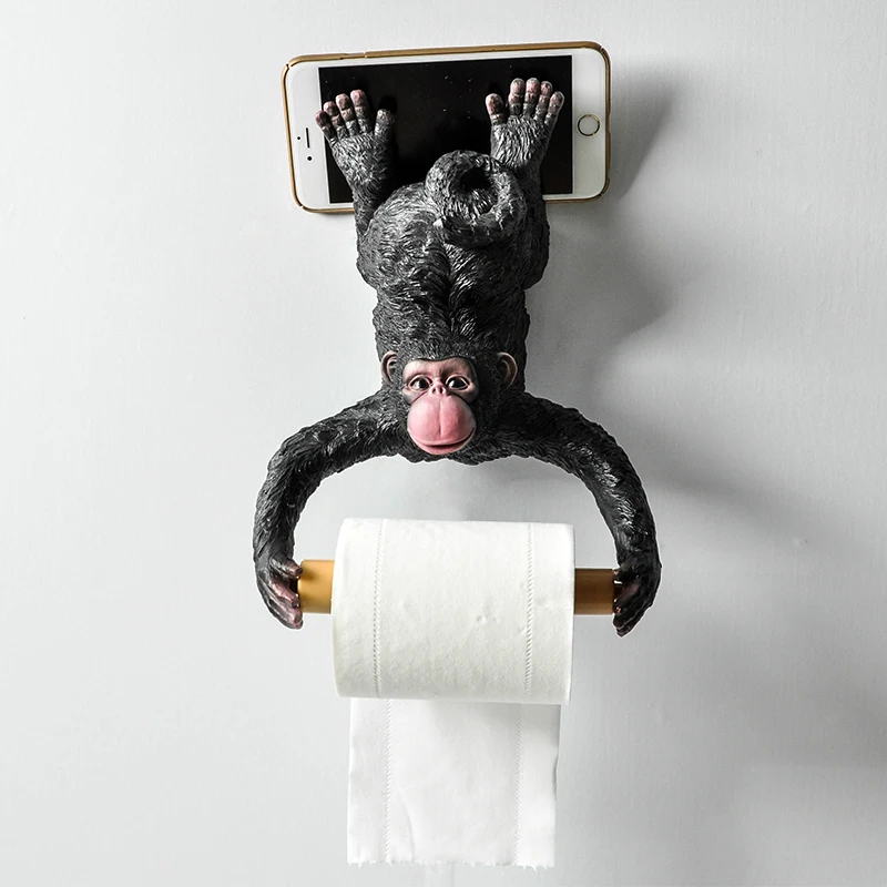 

Creative Tissue Holder Wall Decoration Resin Toilet Tissue Box Gorilla Phone Holder Cute Cartoon Roll Paper Bucket Fast Shipping