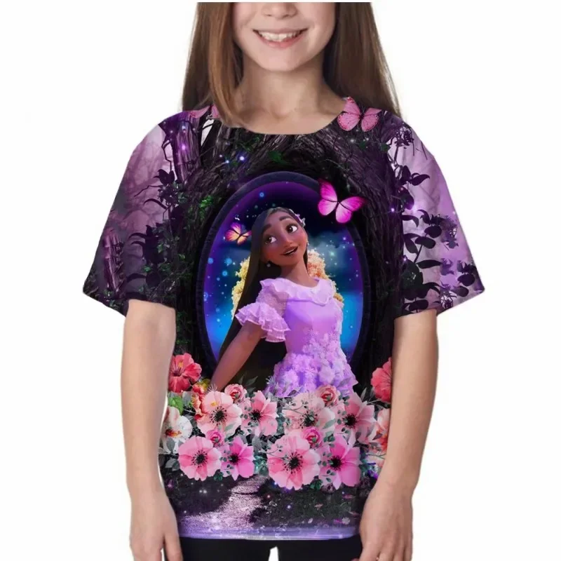 2024 New Summer Disney Cartoon Movie Moana Girls Cartoon T-Shirts Kids Short Sleeve Fashion Tees Tops Children Casual TShirts