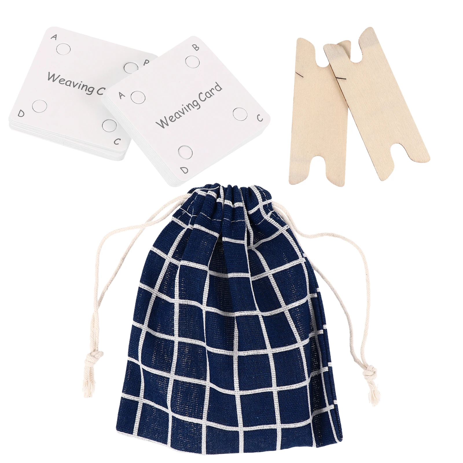 12pcs Weaving Tools Kit Cards Shuttles Storage Bag Lightweight Portable Rope Craft Supplies Kids Family Ink Accessories