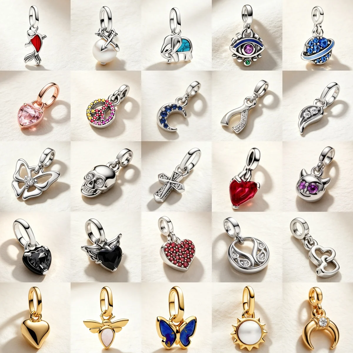 

925 Silver Multi-Colored Mini Star And Moon Pendant Jewelry, Compatible With Original Necklaces Bracelets, DIY Jewelry Gift