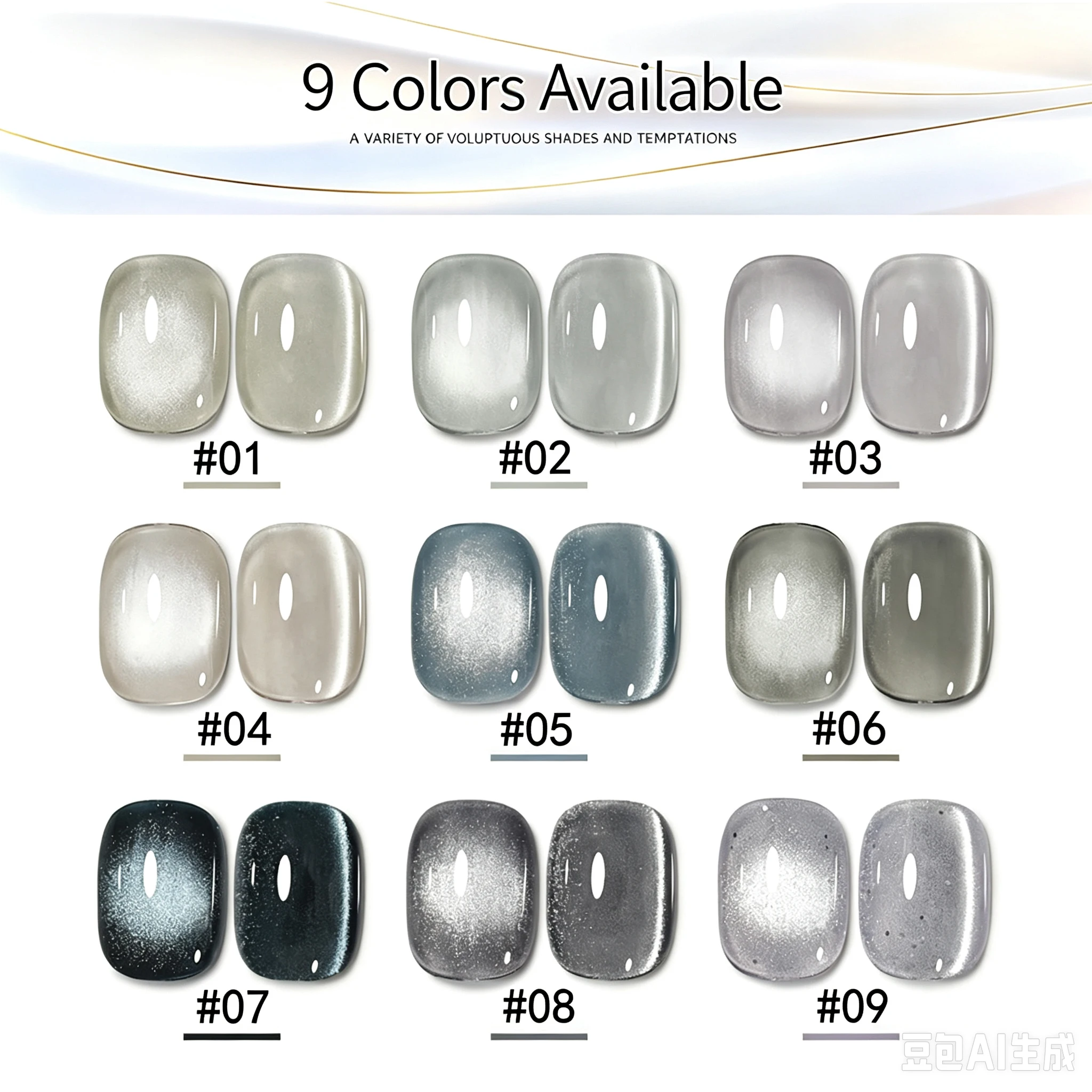 MIANEL Gray-Toned Cat Eye Gel – 2026 Fall/Winter New Arrival, Trendy Glass Bead Crystal Stone Cat Eye Polish for Nail Art