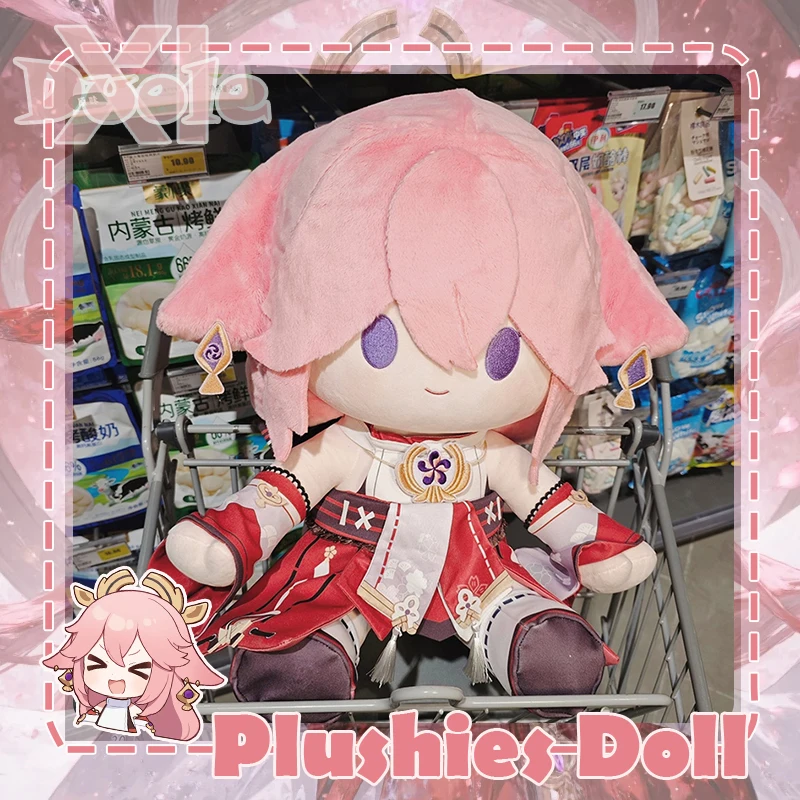 

40cm Game Genshin Impact Yae Miko Plush Doll Plushies w/Clothes Accessories Anime Stuffed Sitting Cotton Toy Posture Figure Gift
