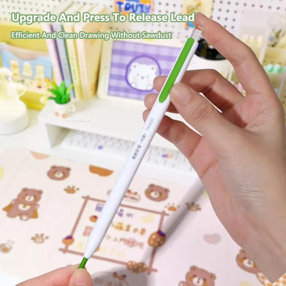 قلم رصاص ملون غير شحذ 12/18/24/36 لونًا قابل للاستبدال قلم رصاص دفع قابل للمسح قائم على الزيت قلم رسم فني قابل للمسح