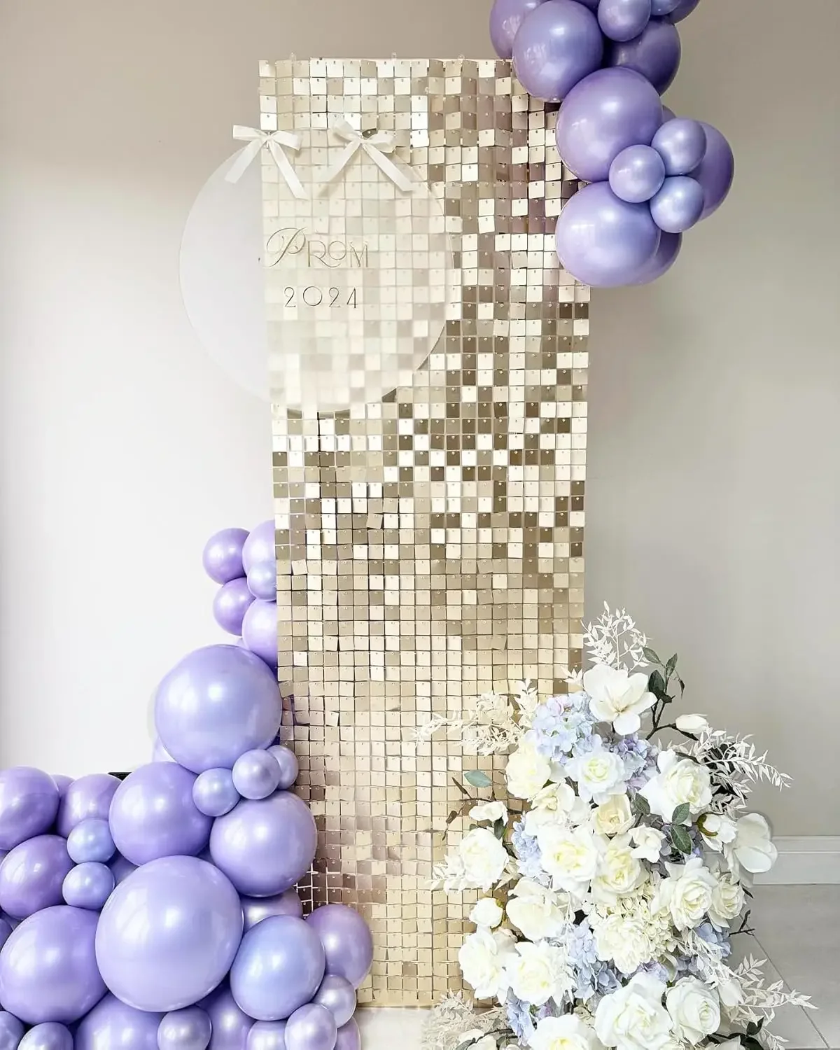 Schimmernder Wandhintergrund, Champagnergold, quadratisch, Pailletten-Wandpaneel, Hintergrunddekoration für Hochzeit, Jahrestag, Geburtstag, Party, 24-tlg – Detail 3