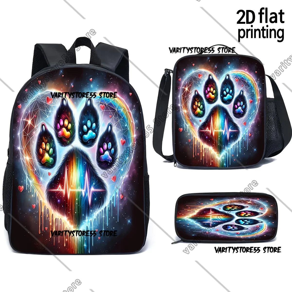 

Рюкзак с изображением собачьей лапы для школьников (мальчиков и девочек), сумка для ноутбука, 3 предмета: термосумка для обедов и пенал