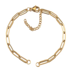 10pc 5pc Stainless Steel Semi-finished Bracelet Frame Chain with Adjustable EXtension Chain Lobster Clasp for DIY Jewelry Making