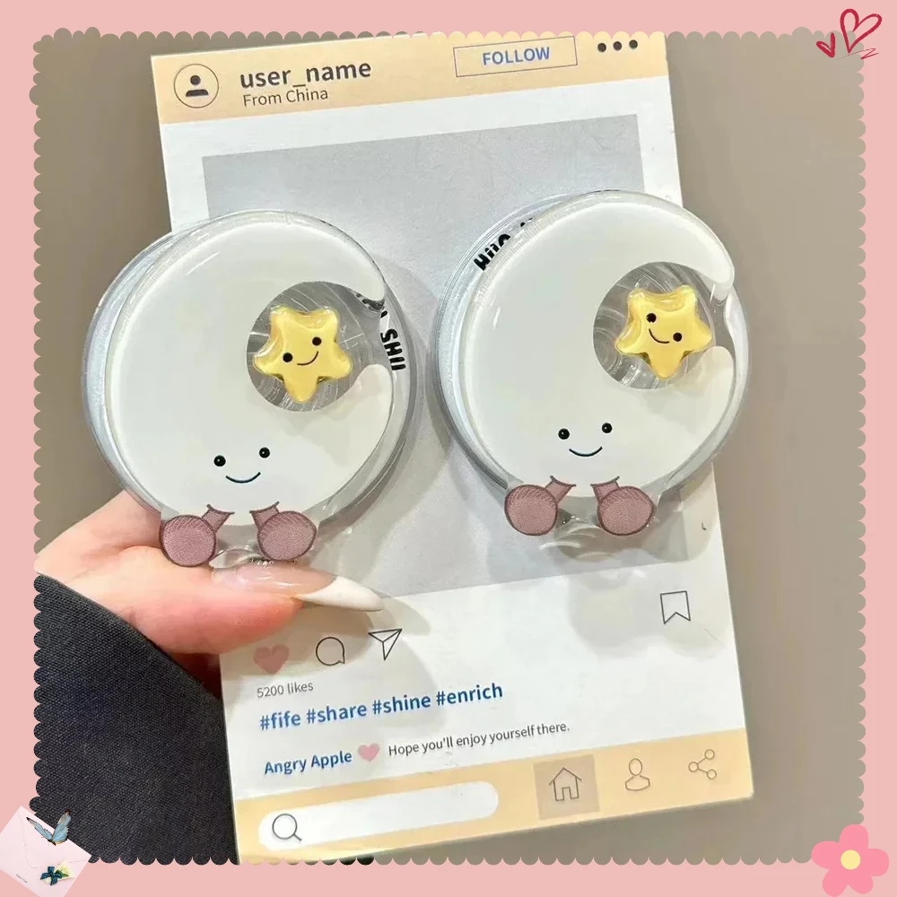 

INS корейский милый вращающийся чехол с лунными звездами для телефона Magsafe Griptok, подставка для IPhone 16 Pro, магнитный чехол для беспроводной зарядки, кронштейн