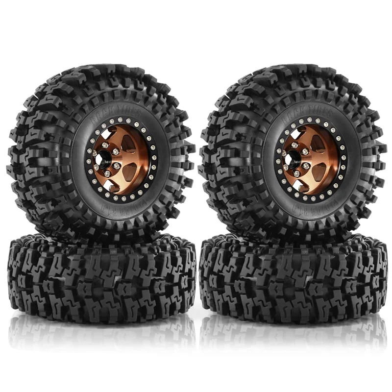 AC52-4Pcs 120Mm 1,9 Zoll Metall Beadlock Felge Gummi Reifen Set Für 1/10 RC Crawler Auto TRX4 D90 D110 Axial SCX10