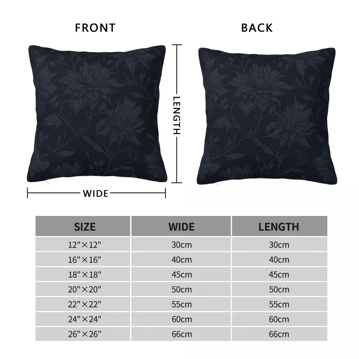 Dark Floral Gothic Victorian Square Pillowcase Polyester Linen Velvet Creative Zip Decor Room Cushion Case