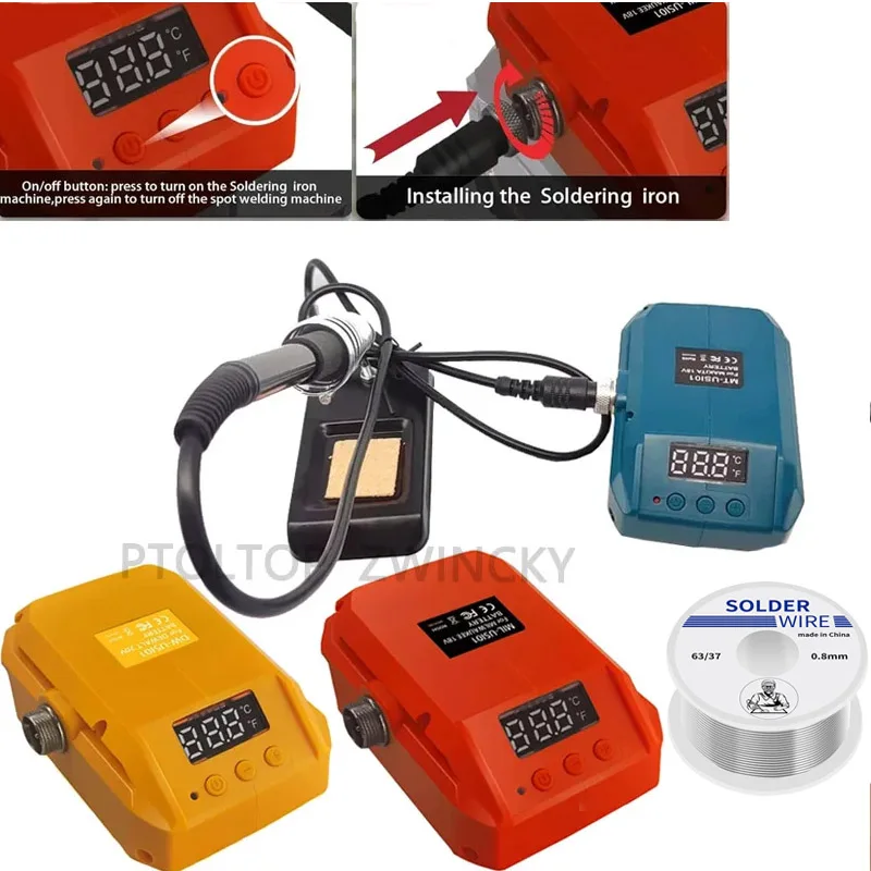 

60W Wireless Electric Soldering Iron Station for Makita/Dewalt/Milwaukee 18V 20V Lithium Battery Welding Repair Tool with Stand