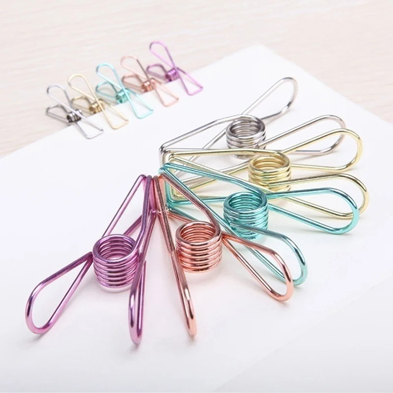 Cute Mini Metal Colorful Clip Decorative Bookmark Binder Envelope Writing Paper File Clips Office School Tool Desk Organizers