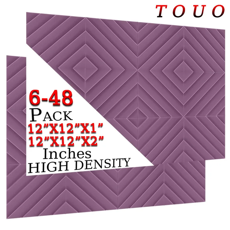 TOUO 6/12/24/48 Pcs Acoustic Foam High-Density Material Diamond Groove Sound Absorbing Sponge Pad Home Cinema Acoustic Treatment