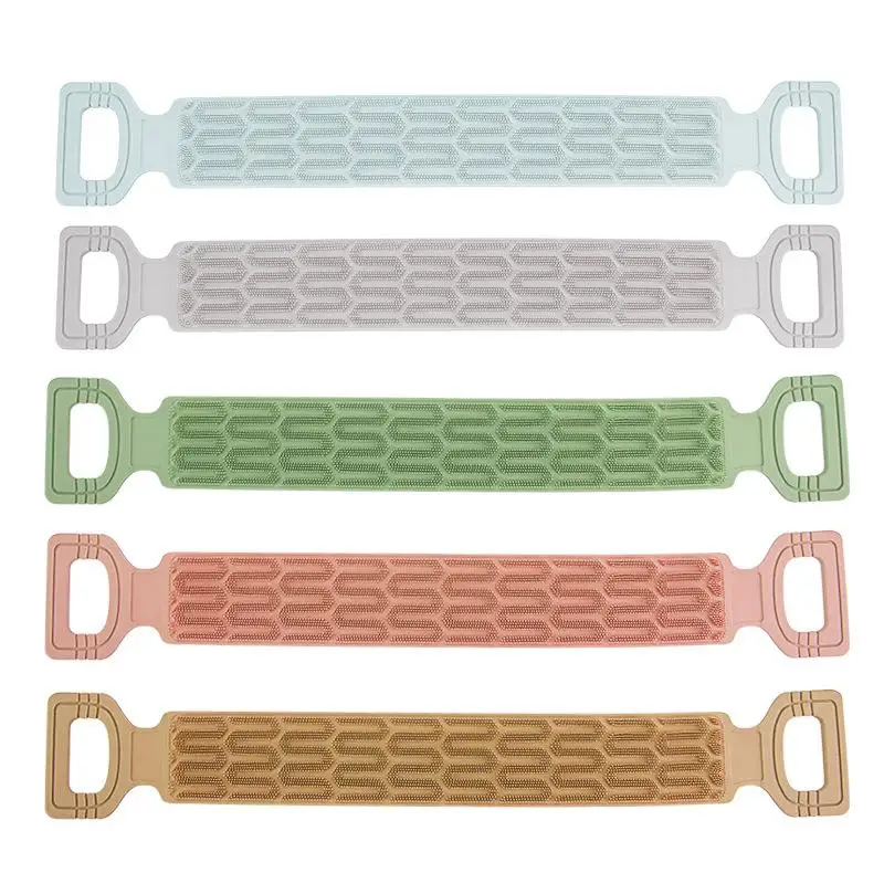 

1Pc Silicone Back Scrubber Towel With Rope Handles - Exfoliating Bath Tool For Deep Clean, Textured Surface For Easy Reach