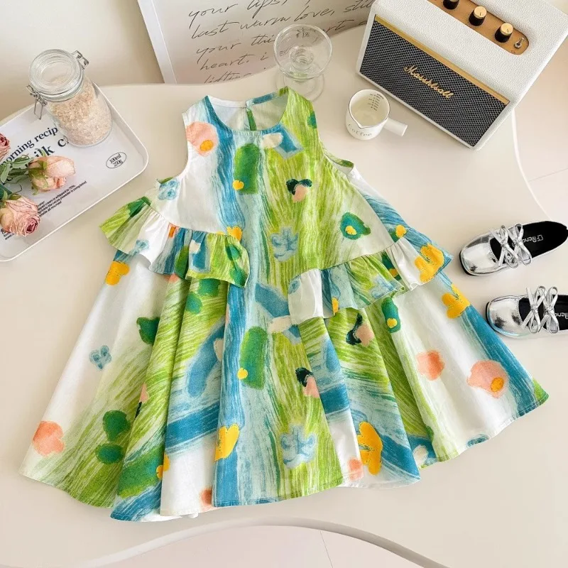 Girls Spaghetti Strap Dress Beach Summer Dresses Kids Dresses for Girls Flower Girl Dresses Vestidos Para Niñas Ropa De Niña