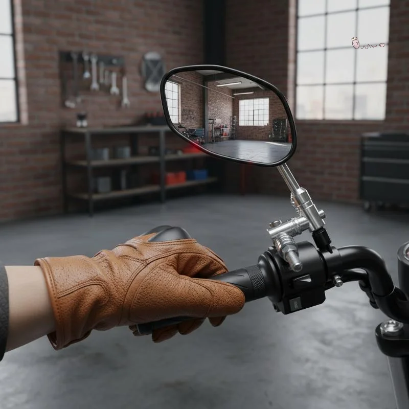 A Pair Motorcycle Straight Pole Side Mirrors For 360 Degree Folding Mechanism