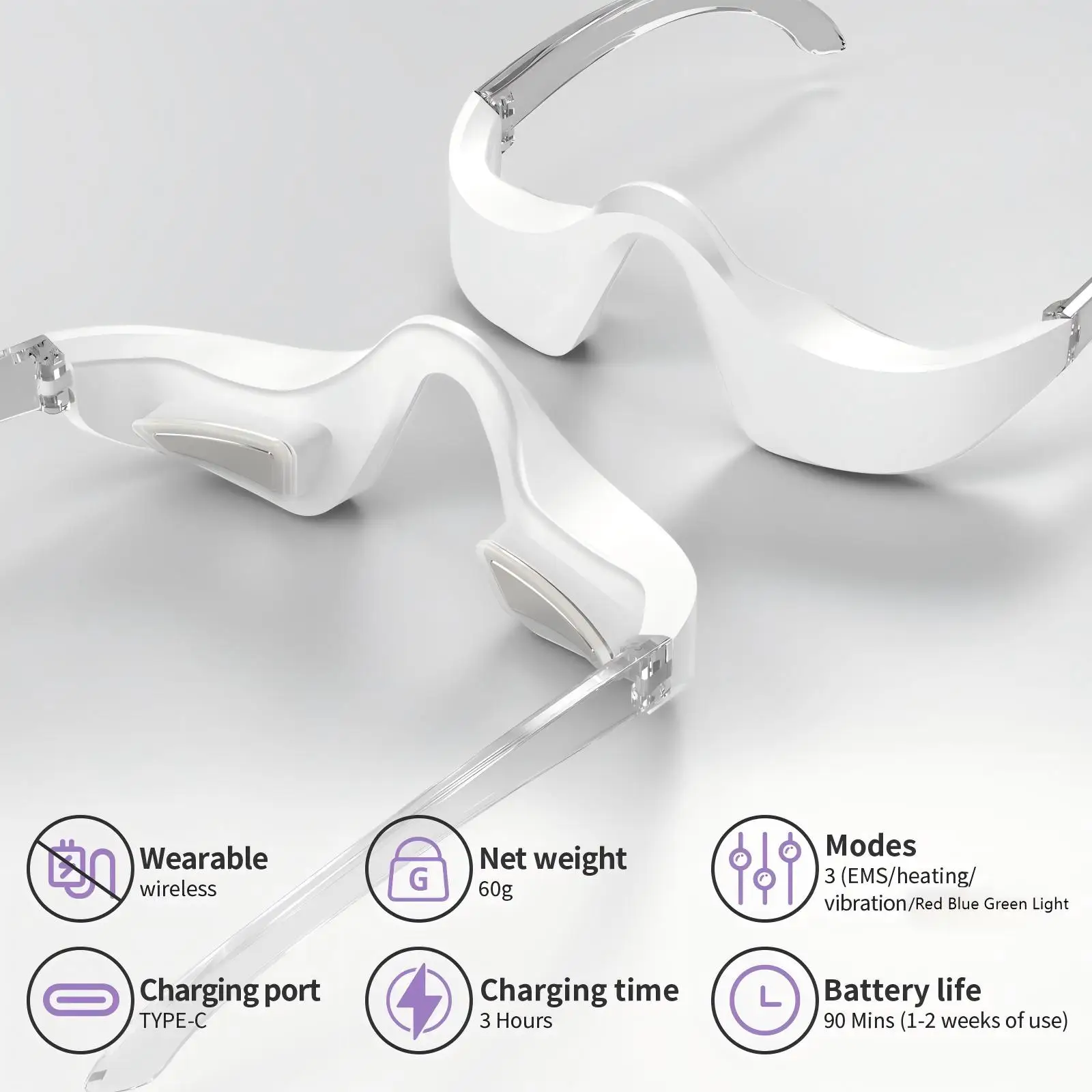 3 ألوان LED جهاز تجميل تحت العين ثلاثية الأبعاد مكركرنت كفاف العين مدلك نظارات العناية بالعين للانتفاخ والخطوط الدقيقة حقيبة العين #2