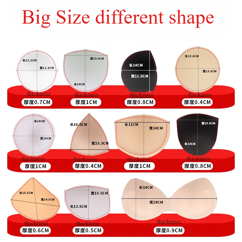 10 pairs Large Size Breast Pad Inserts Round Triangular Anti-bump Breathable Sports Bra Pads Wholesale