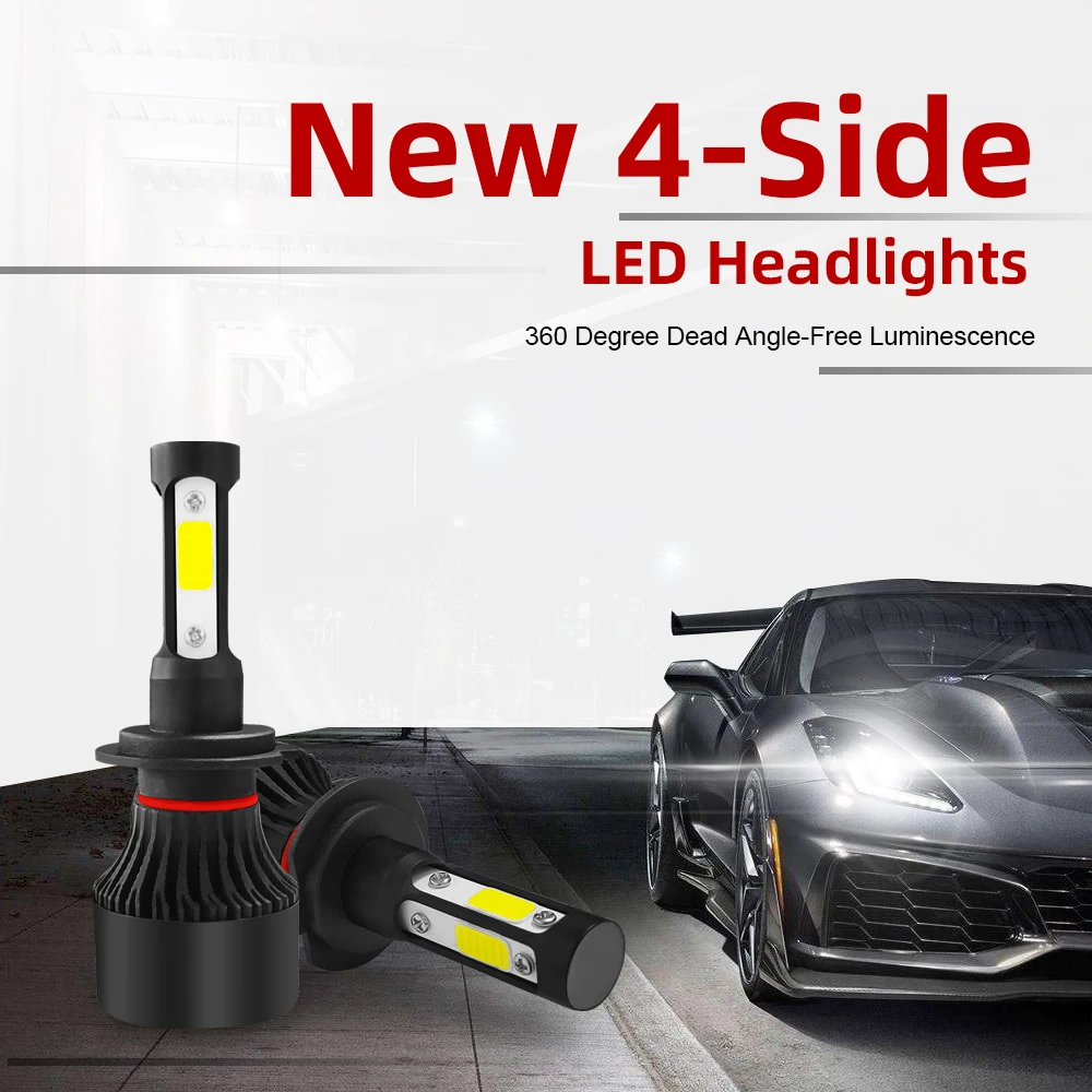 

H7 LED Auto Lamp H4 H13 H11 9005 9006 9007 9008 Car Accessories 4 Sides LEDs