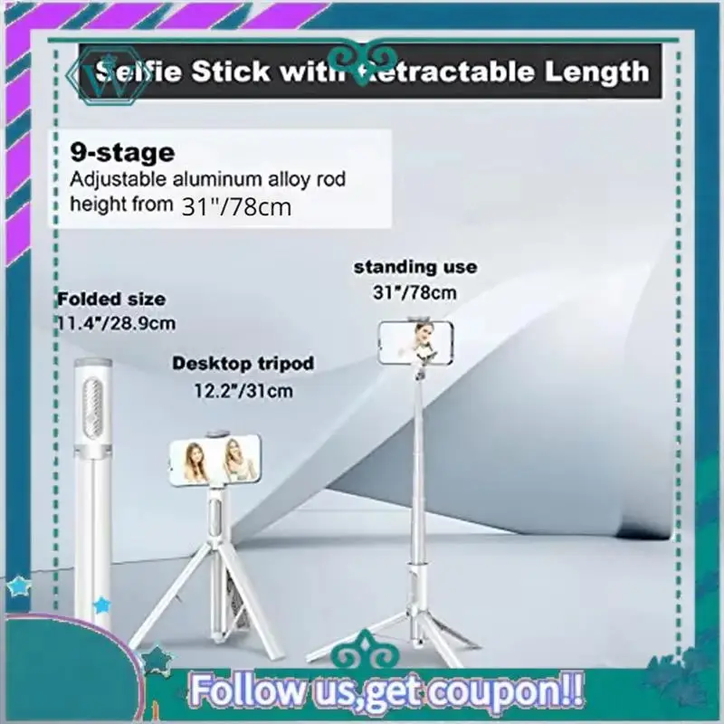 

Upgraded Cell Phone Selfie Stick Portable Aluminum Selfie Stick Extendable Tripod With Bluetooth Remote For 4-7 Inch Smartphone
