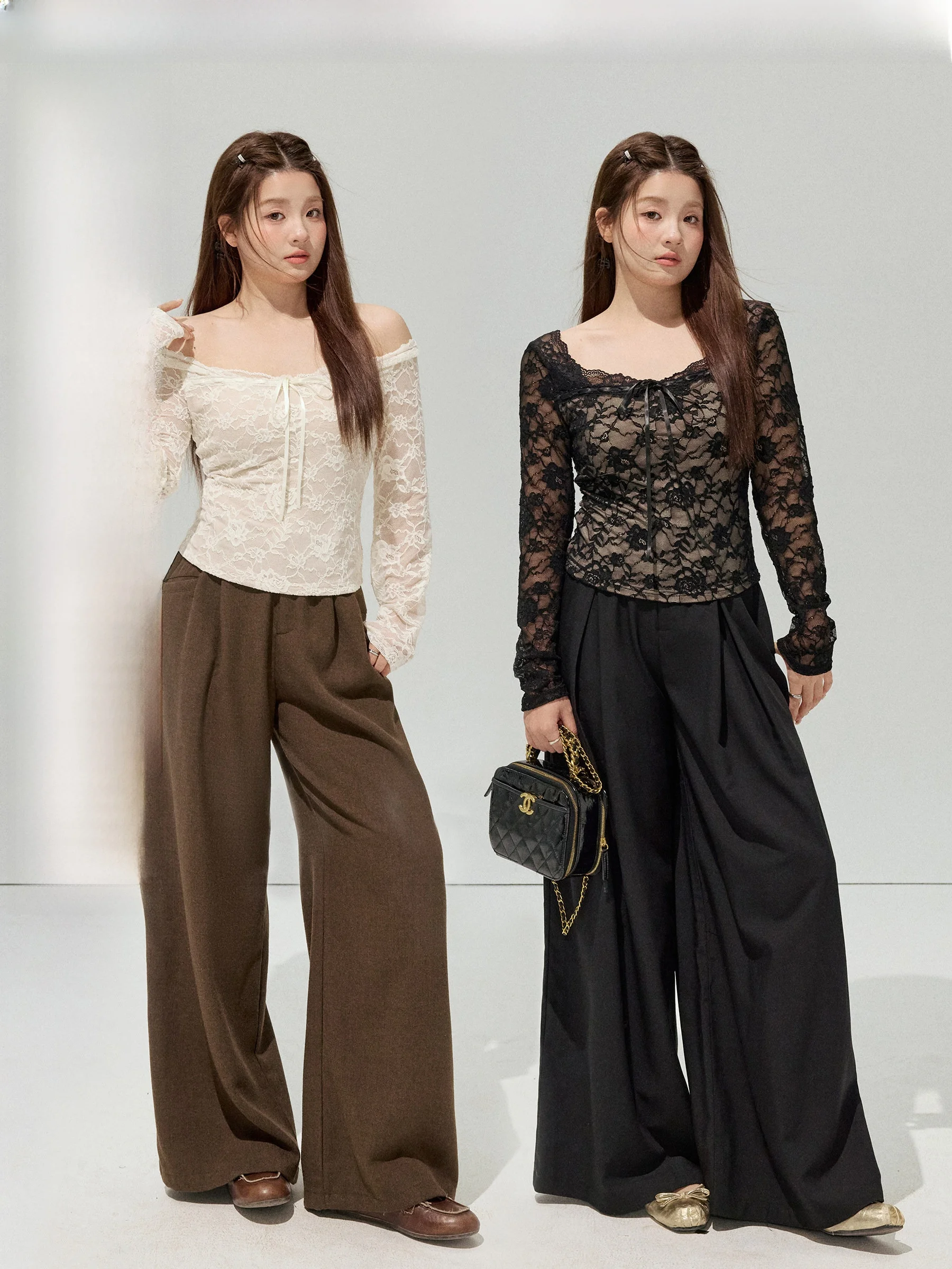 

Jululook Studio "Desirable" plus Size One Shoulder Lace T-Shirt Slimming Versatile Big Size Top for Women Sweet Style Spring